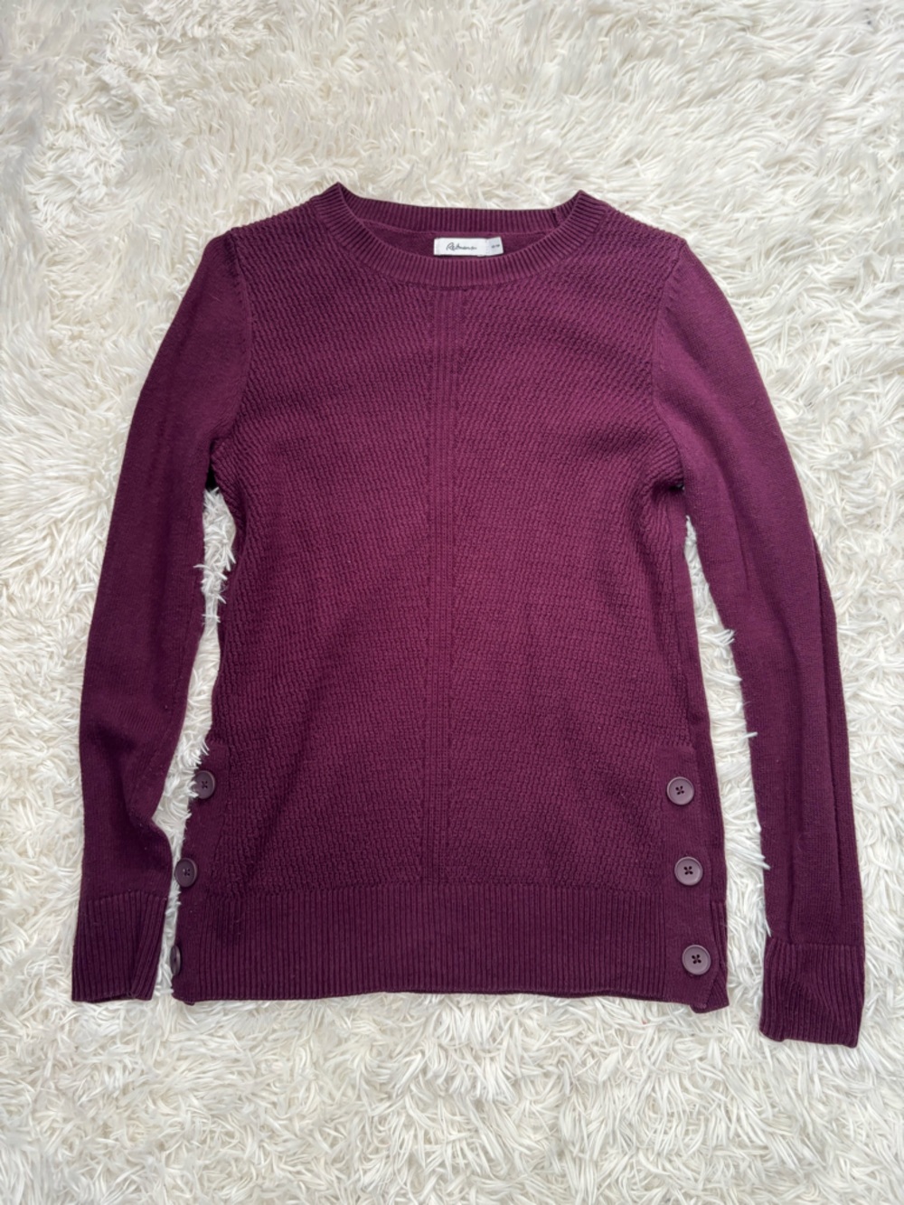 Reitmans Plum Knit Sweater with Ribbed Hem